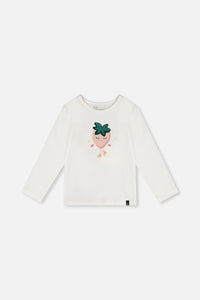 Long Sleeve Organic Cotton Strawberry T-Shirt Off White - J20G70_01010