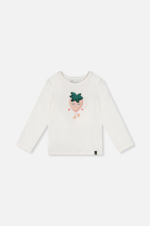 Long Sleeve Organic Cotton Strawberry T-Shirt Off White - J20G70_01010