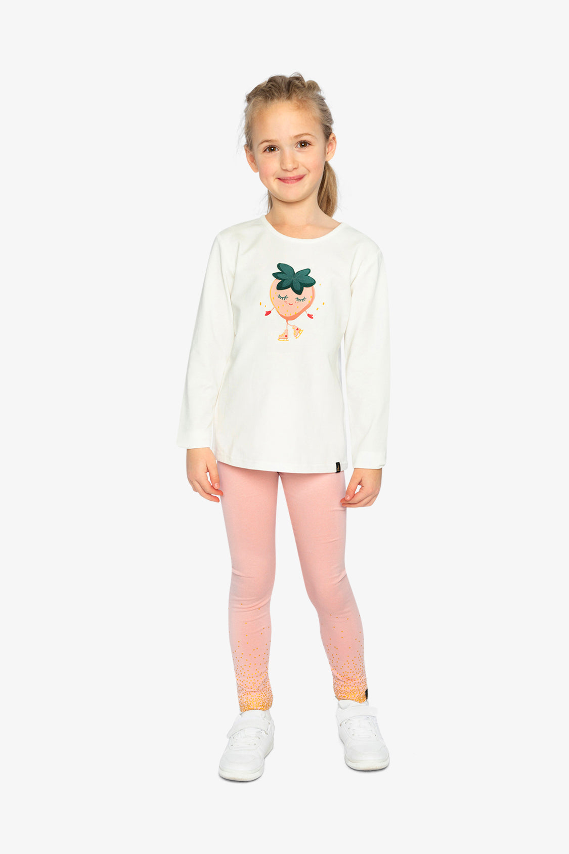 Long Sleeve Organic Cotton Strawberry T-Shirt Off White - J20G70_01010