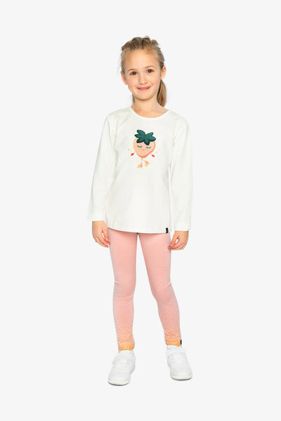 Long Sleeve Organic Cotton Strawberry T-Shirt Off White - J20G70_01010