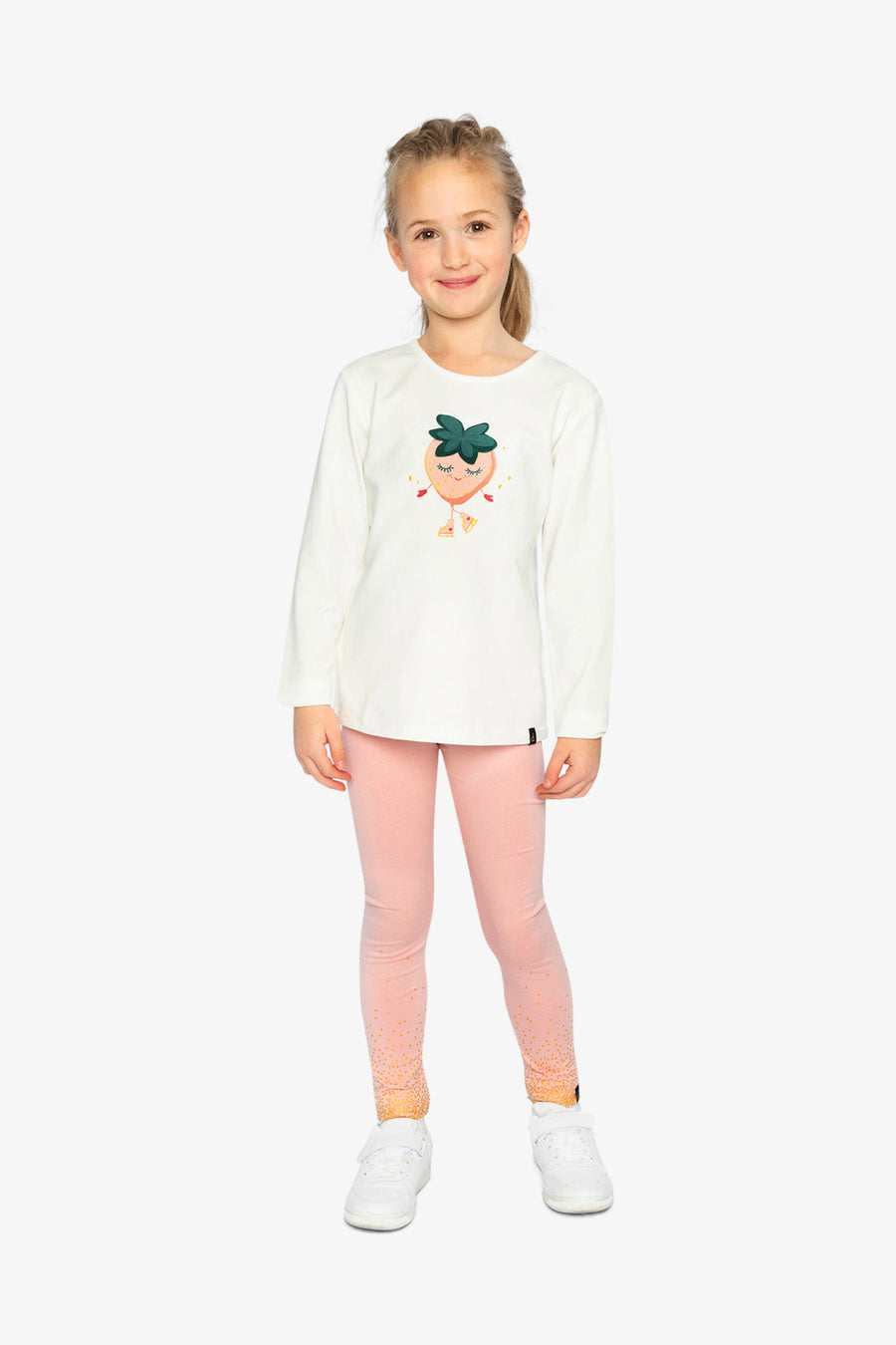 Long Sleeve Organic Cotton Strawberry T-Shirt Off White - J20G70_01010