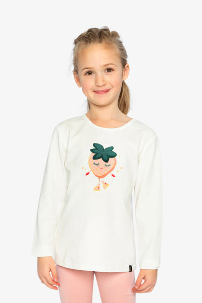 Long Sleeve Organic Cotton Strawberry T-Shirt Off White - J20G70_01010