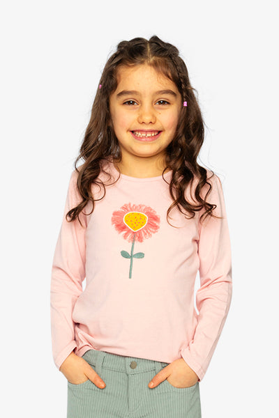 Long Sleeve Organic Cotton T-Shirt Pale Dusty Pink - J20G70_06220