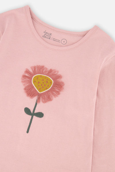 Long Sleeve Organic Cotton T-Shirt Pale Dusty Pink - J20G70_06220