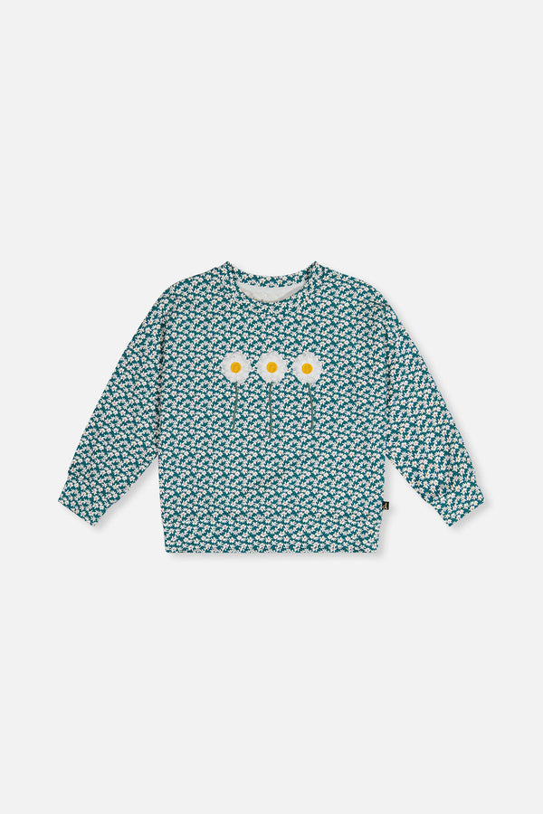 Printed Jersey Long Sleeve T-Shirt Green Floral Print - J20G71_2J258