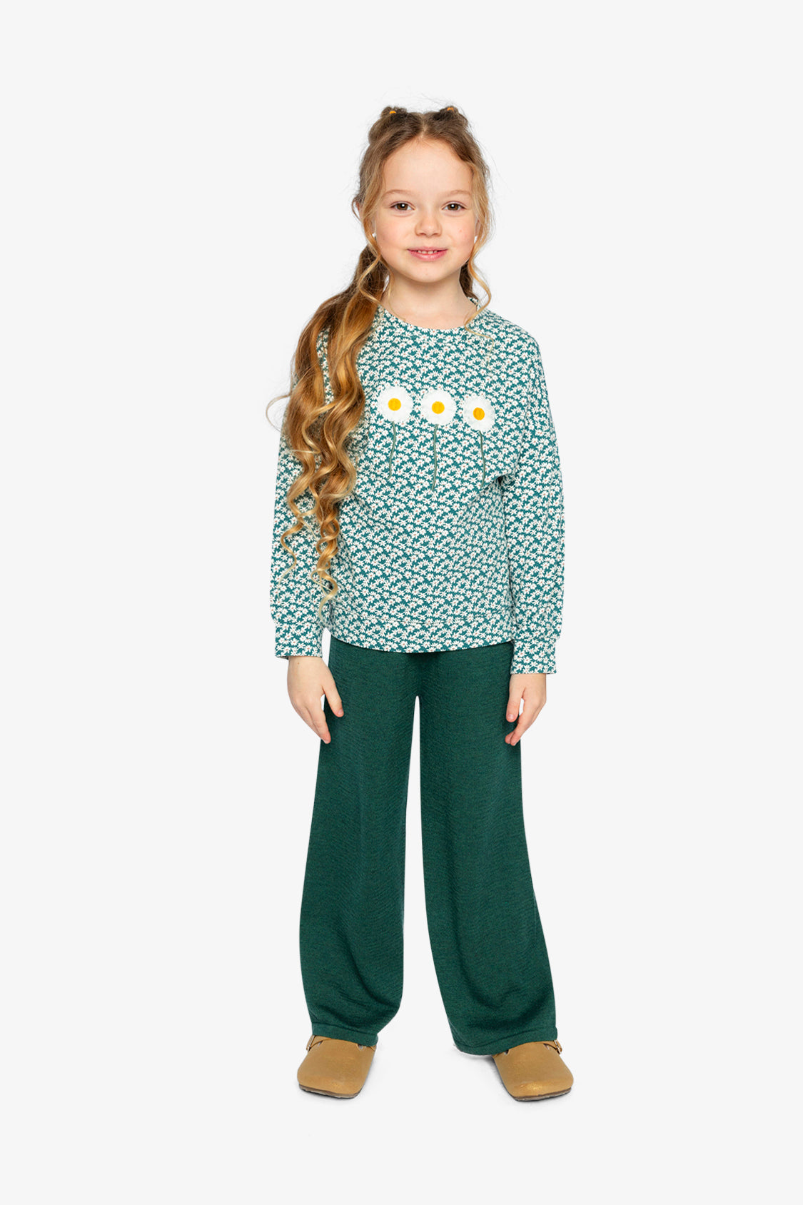 Printed Jersey Long Sleeve T-Shirt Green Floral Print - J20G71_2J258