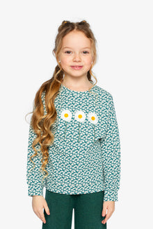 Printed Jersey Long Sleeve T-Shirt Green Floral Print - J20G71_2J258