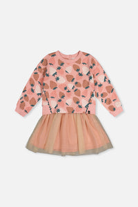 Bi-Material Dress Pink Strawberry Print - J20G85_2J257