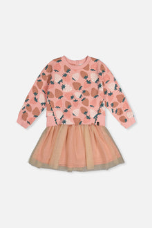 Bi-Material Dress Pink Strawberry Print - J20G85_2J257