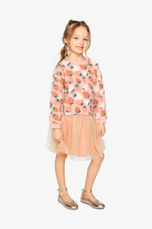 Bi-Material Dress Pink Strawberry Print - J20G85_2J257
