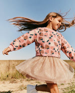 Bi-Material Dress Pink Strawberry Print