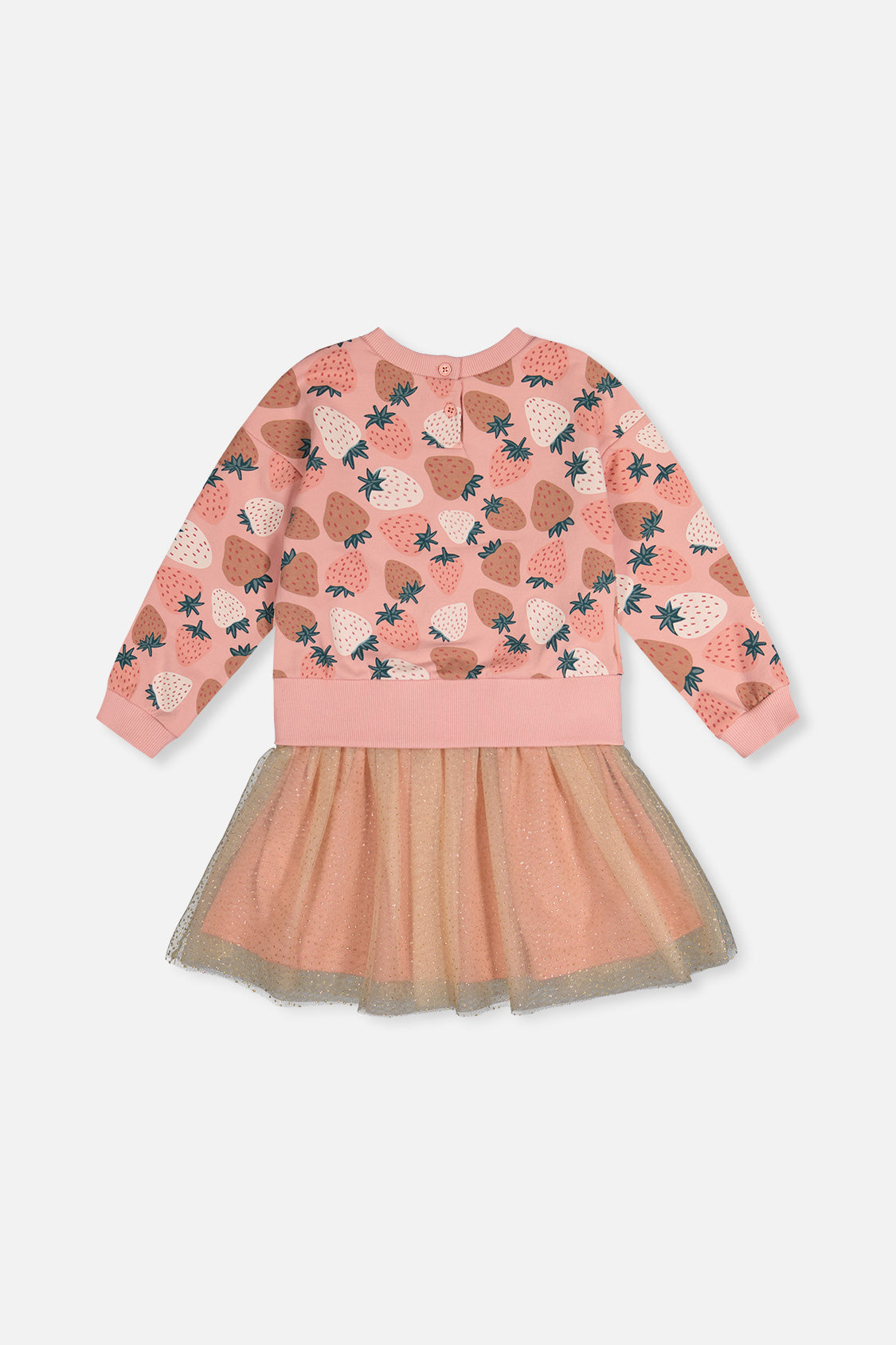 Bi-Material Dress Pink Strawberry Print - J20G85_2J257
