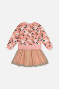 Bi-Material Dress Pink Strawberry Print - J20G85_2J257