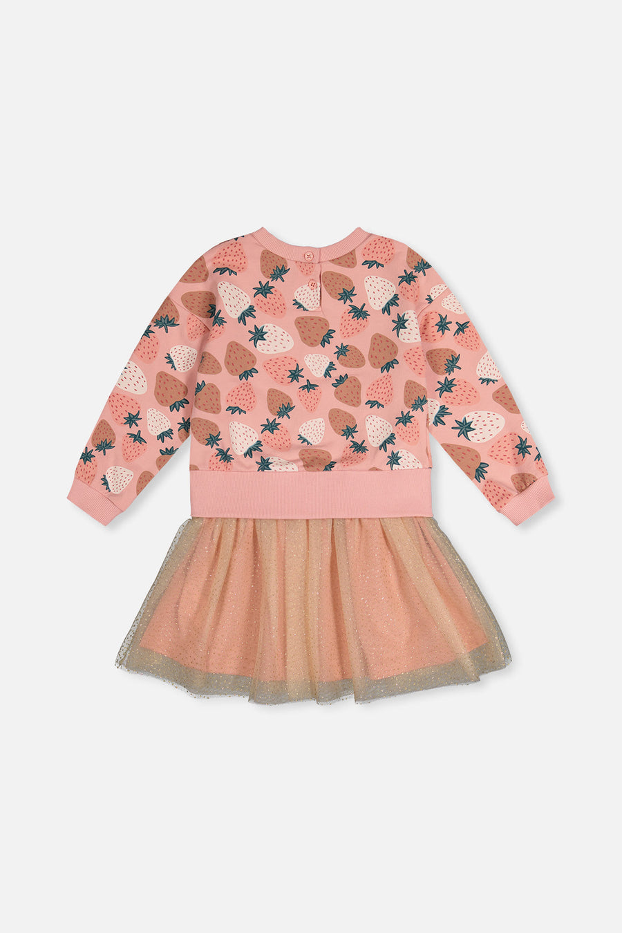 Bi-Material Dress Pink Strawberry Print - J20G85_2J257