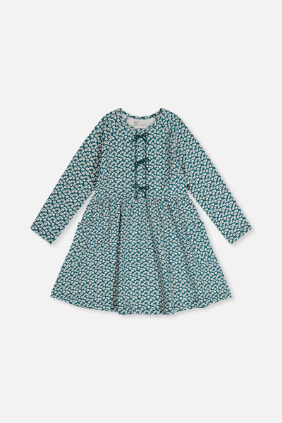 Organic Cotton Dress With Pockets Green Floral Print - J20G86_2J258