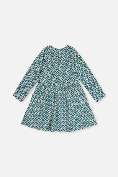 Organic Cotton Dress With Pockets Green Floral Print - J20G86_2J258