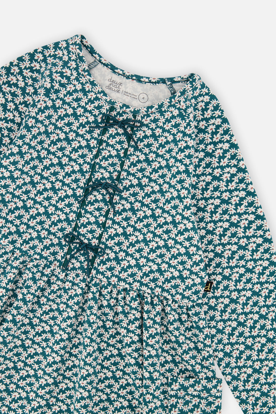 Organic Cotton Dress With Pockets Green Floral Print - J20G86_2J258
