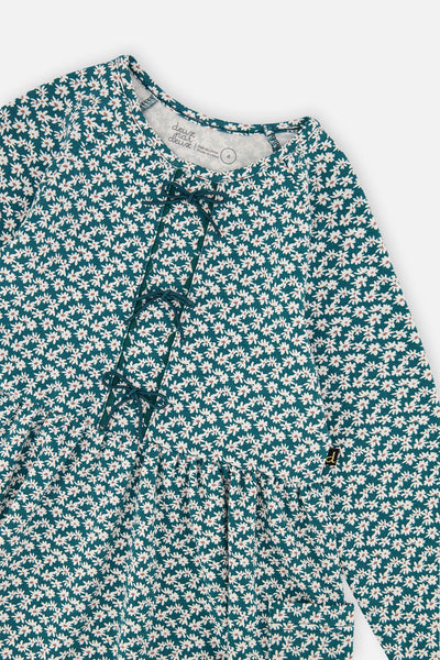 Organic Cotton Dress With Pockets Green Floral Print - J20G86_2J258