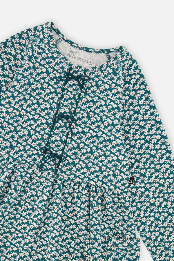 Organic Cotton Dress With Pockets Green Floral Print - J20G86_2J258