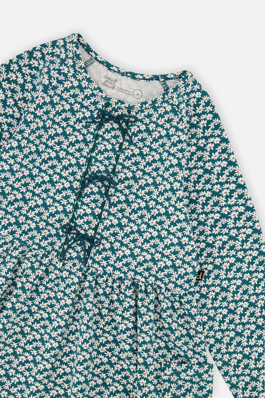 Organic Cotton Dress With Pockets Green Floral Print - J20G86_2J258