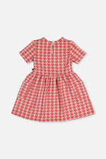 Short Sleeve Dress With Pockets Pink And White Houndstooth - J20G87_2J250