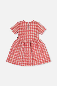 Short Sleeve Dress With Pockets Pink And White Houndstooth - J20G87_2J250