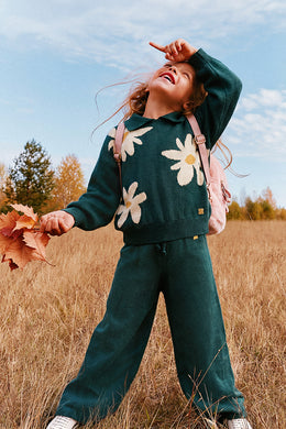 Pantalon évasé turquoise foncé