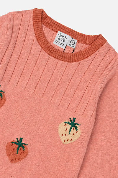Knitted Dress With Strawberry Jacquard Pink