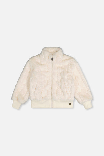 Faux Fur Jacquard Jacket Beige - J20H50_01010