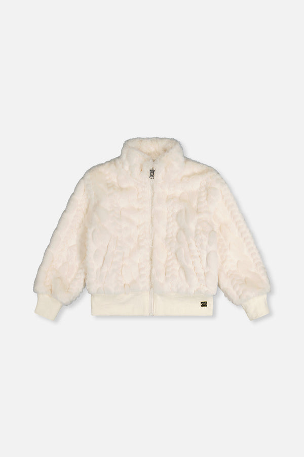 Faux Fur Jacquard Jacket Beige - J20H50_01010
