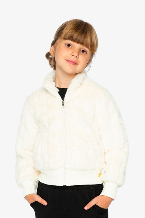 Faux Fur Jacquard Jacket Beige - J20H50_01010