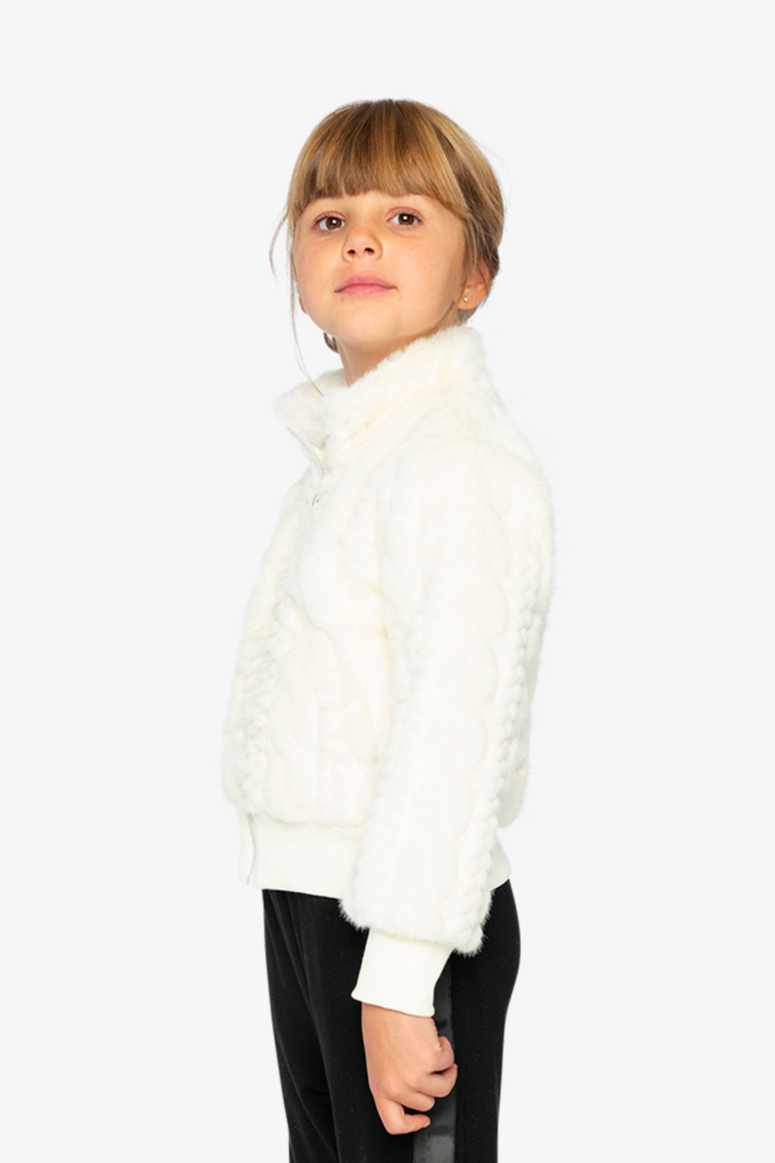 Faux Fur Jacquard Jacket Beige - J20H50_01010