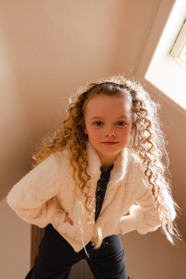 Faux Fur Jacquard Jacket Beige - J20H50_01010