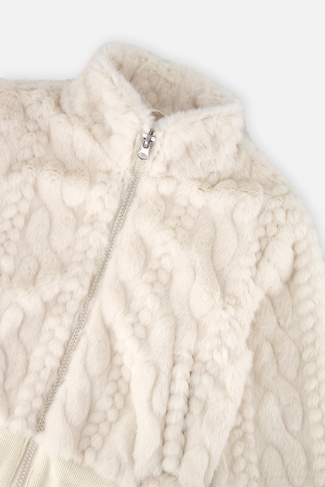 Faux Fur Jacquard Jacket Beige - J20H50_01010