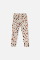 Organic Cotton Leggings Beige With Squirrel Print - J20H60_2J288