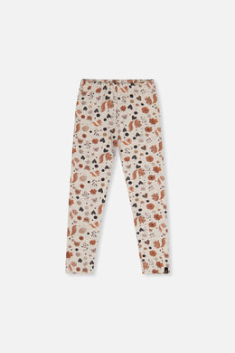 Organic Cotton Leggings Beige With Squirrel Print - J20H60_2J288