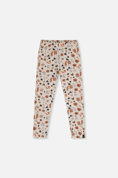 Organic Cotton Leggings Beige With Squirrel Print - J20H60_2J288