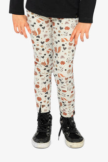 Organic Cotton Leggings Beige With Squirrel Print - J20H60_2J288