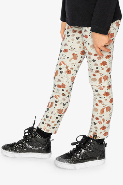 Organic Cotton Leggings Beige With Squirrel Print - J20H60_2J288