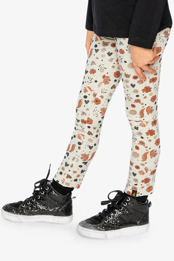 Organic Cotton Leggings Beige With Squirrel Print - J20H60_2J288