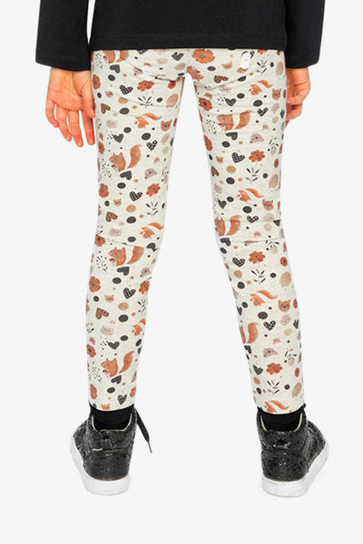 Organic Cotton Leggings Beige With Squirrel Print - J20H60_2J288
