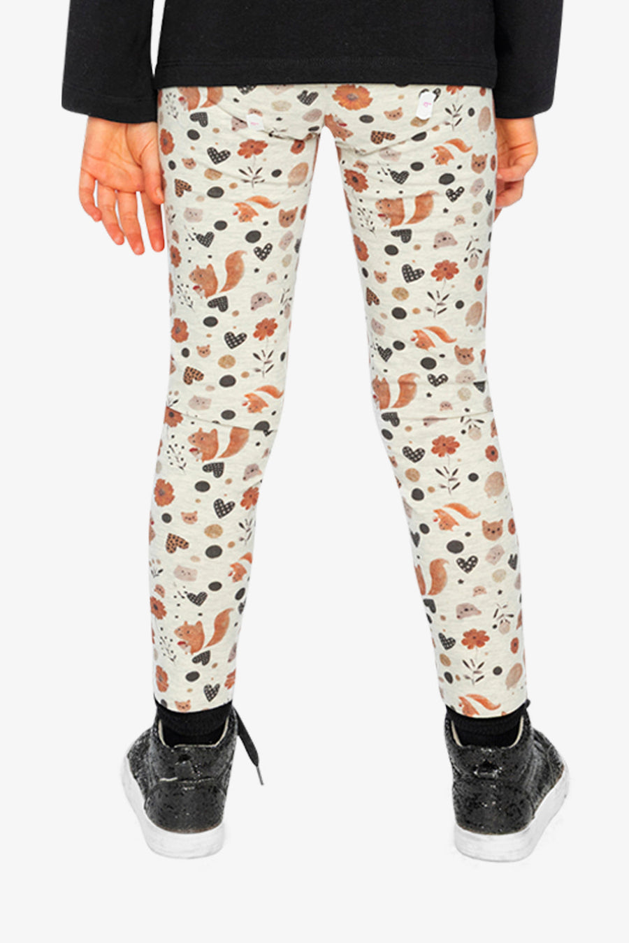 Organic Cotton Leggings Beige With Squirrel Print - J20H60_2J288