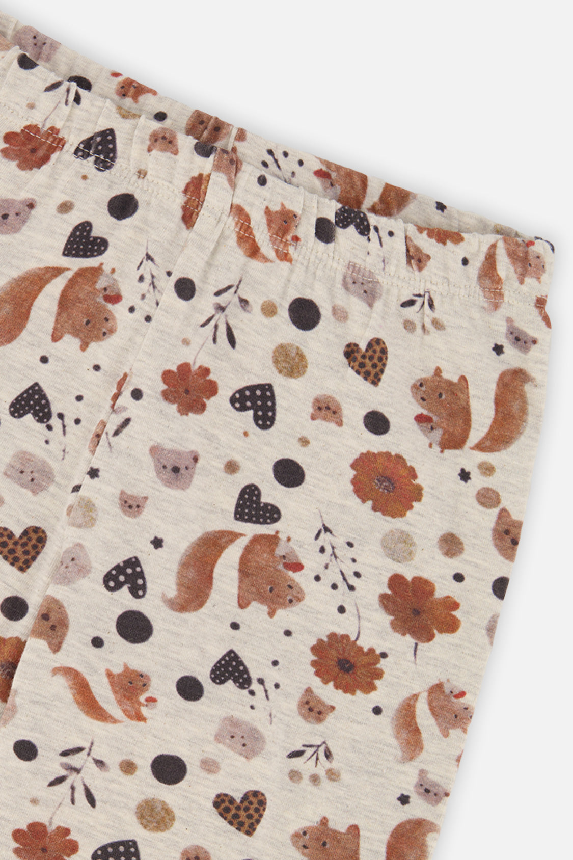 Organic Cotton Leggings Beige With Squirrel Print - J20H60_2J288