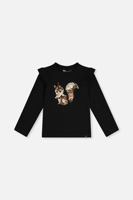 Long Sleeve Organic Cotton Squirrel T-Shirt Black And Brown - J20H70_09990