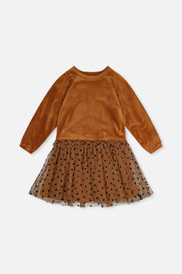 Bi-Material Dress Brown - J20H86_09100
