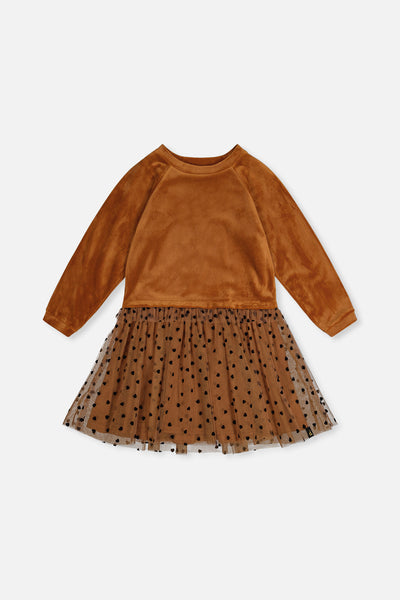 Bi-Material Dress Brown - J20H86_09100