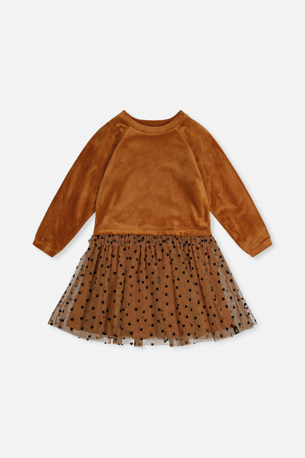Bi-Material Dress Brown - J20H86_09100
