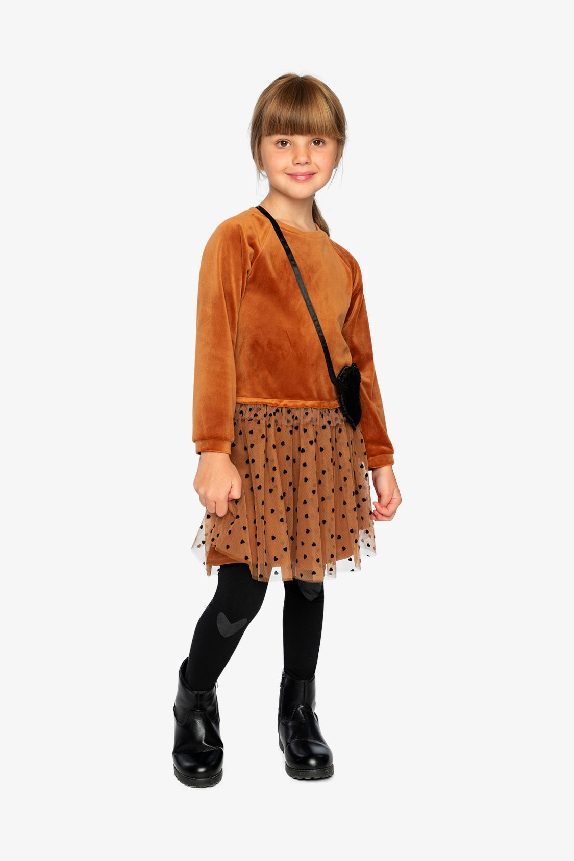 Bi-Material Dress Brown - J20H86_09100