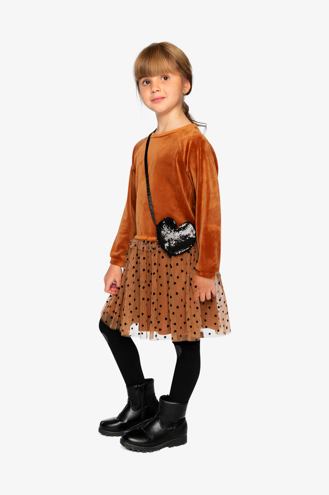 Bi-Material Dress Brown - J20H86_09100