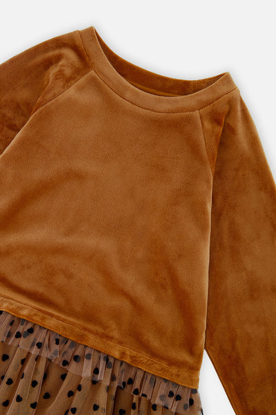 Bi-Material Dress Brown - J20H86_09100